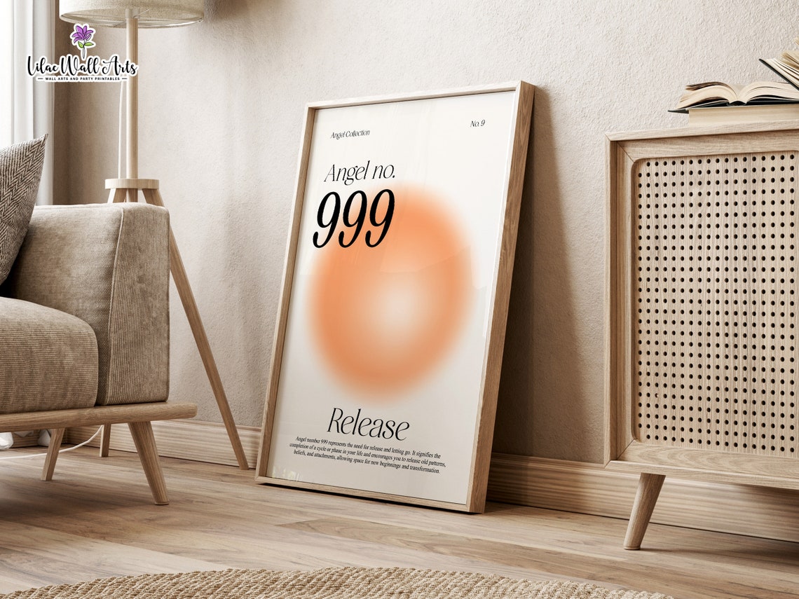 Angel Number 999 Release Peach Aura Letting Go New Beginnings Poster