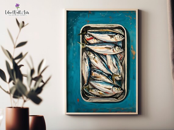 Sardines Print Blue Fish Print Food Print Fish Art Print Sardines Poster Tinned Fish Poster Sardines Art Print Coastal Dcor Trendy