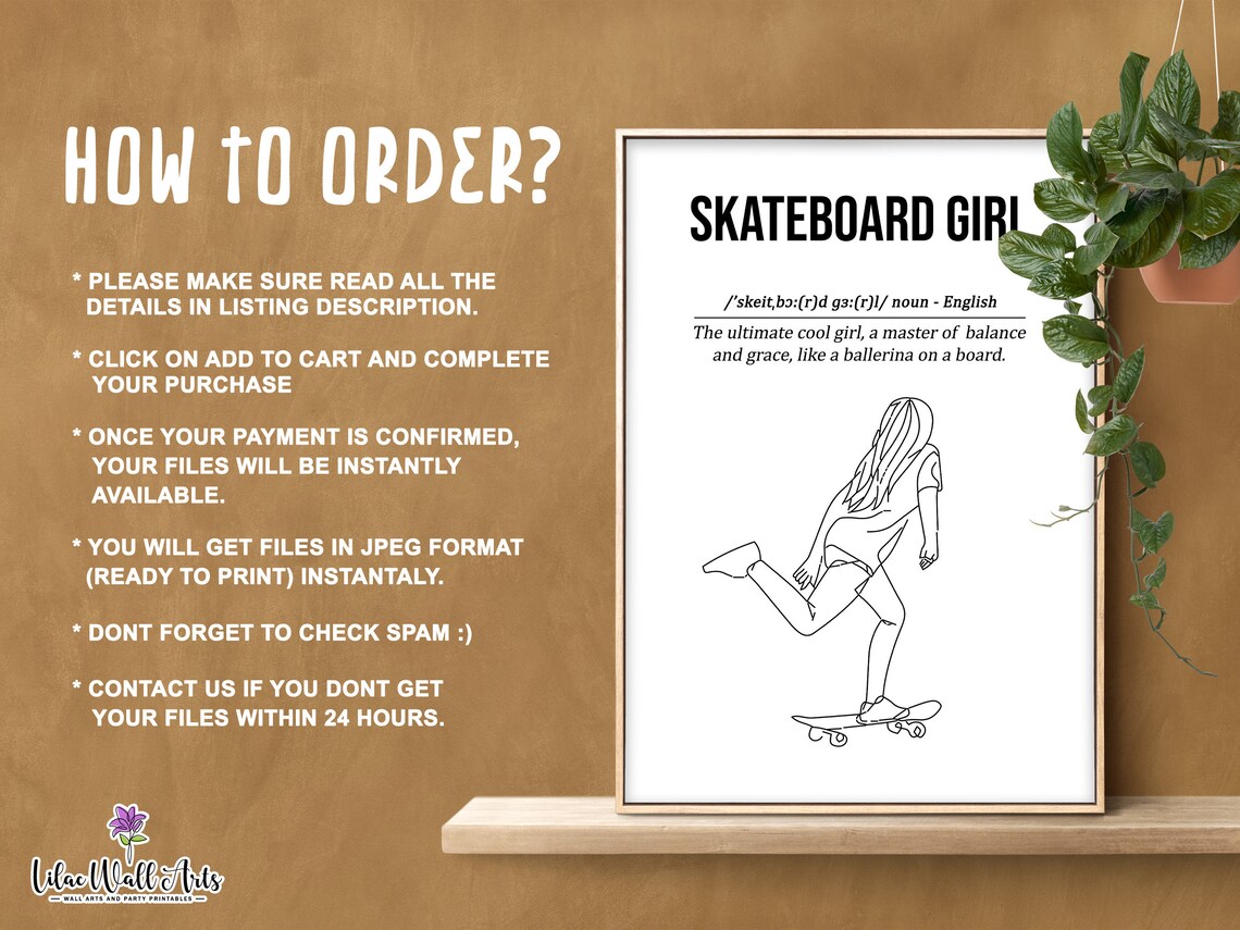 Skateboard Girl Definition Art Print, Teen Decor - Image 3