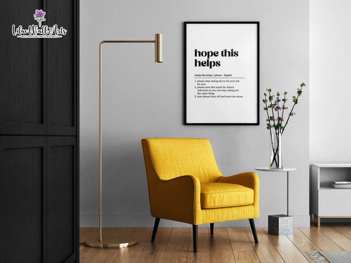 Hope This Helps Sarcastic Office Dictionary Definition Wall Art - Image 6