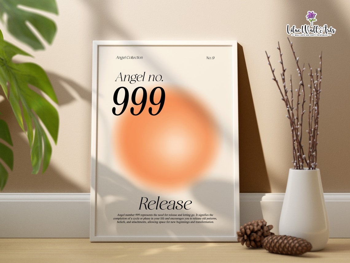 999 Angel Number Aura Poster 999 Poster 999 Decal 999 Merch 1234 Angel Numbers Numerology Art Aura Energy Print High Vibration Art - Image 5