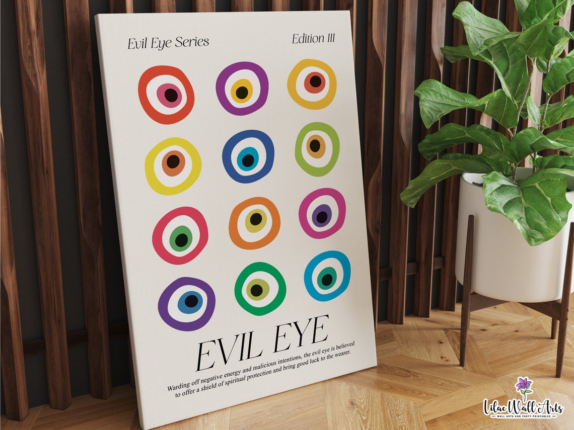 Evil Eye Twelve Colorful Nazar Amulets Grid Maximalist Art Poster - Image 6