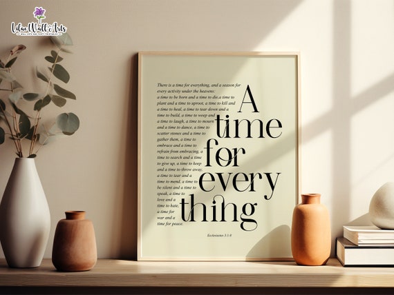 Ecclesiastes 3:1-8 Bible Verse Poster, Christian Art