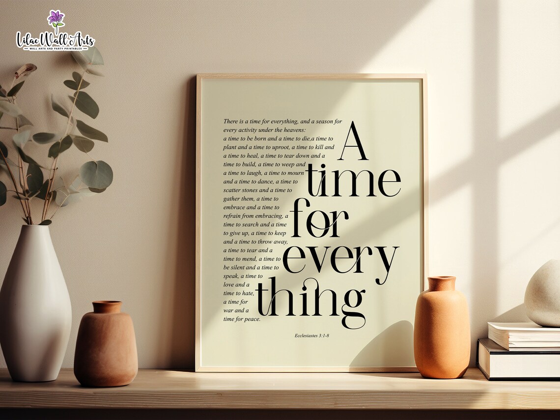 Ecclesiastes 3:1-8 Bible Verse Poster, Christian Art