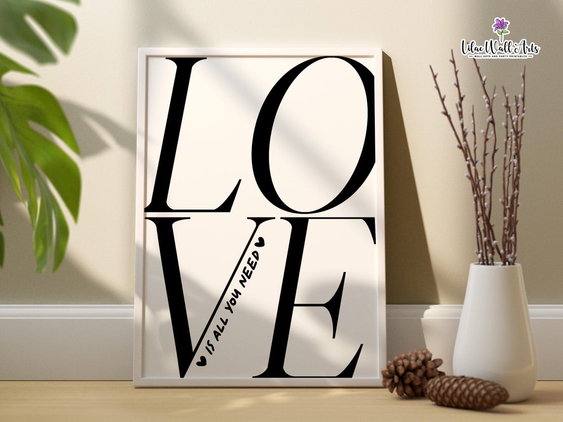 Love Is All You Need Minimalist Black White Typography Poster - Image 2
