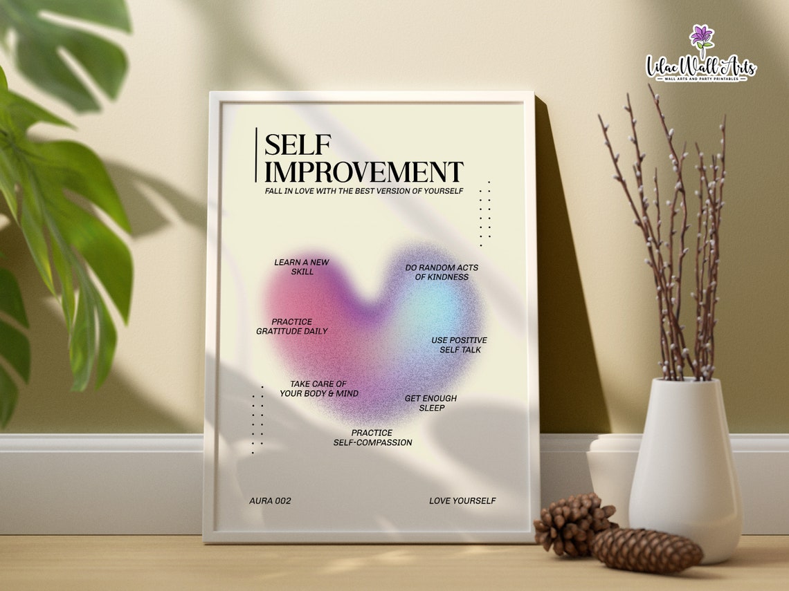 Self Improvement Purple Heart Aura List Daily Positive Mindset Poster