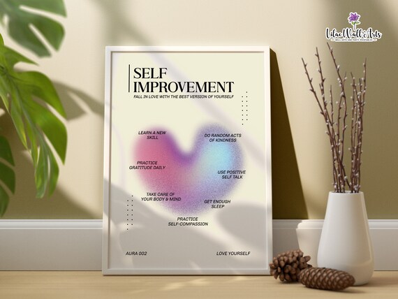 Self Improvement Purple Heart Aura List Daily Positive Mindset Poster