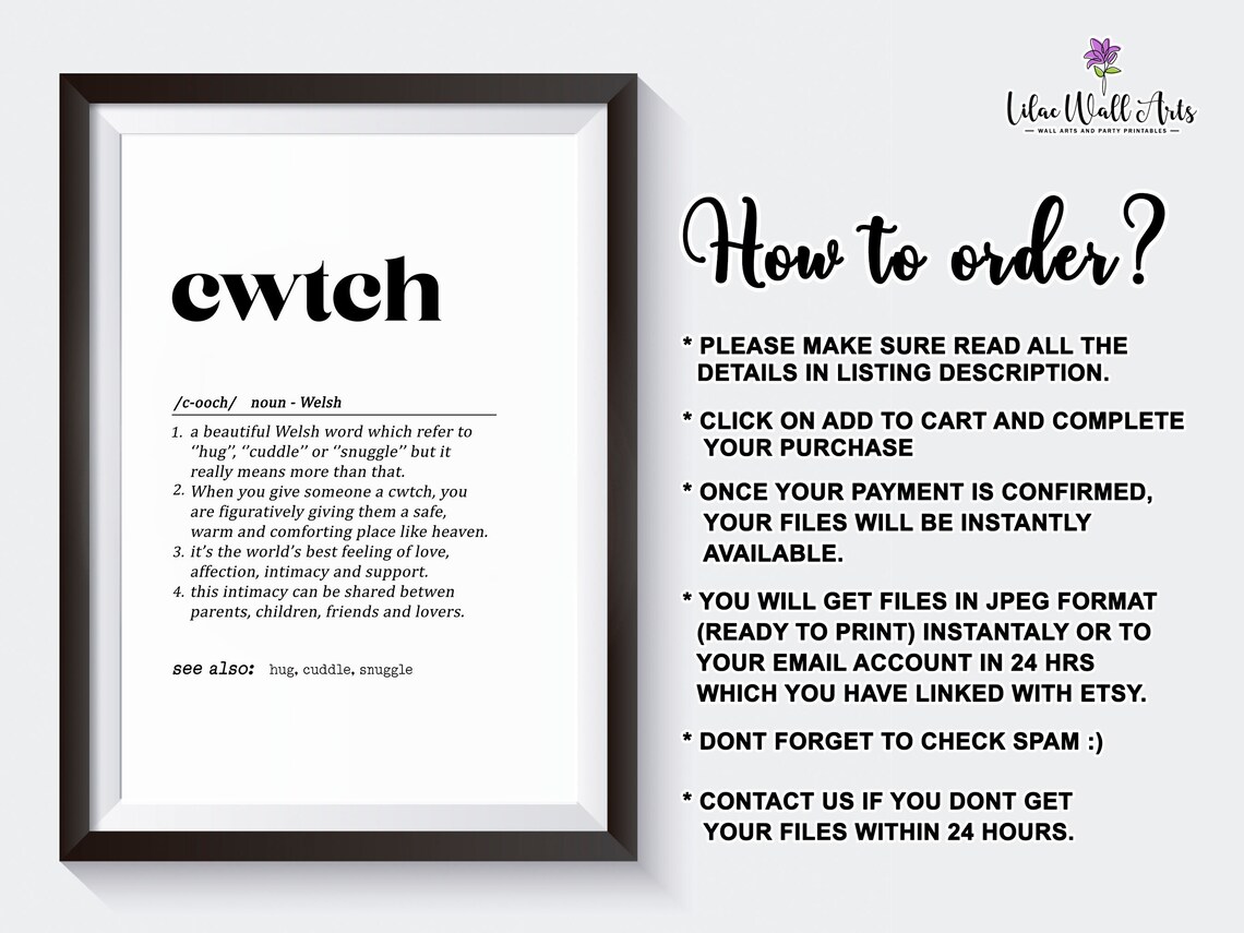 Cwtch Definition Poster, Welsh Word Wall Art - Image 2