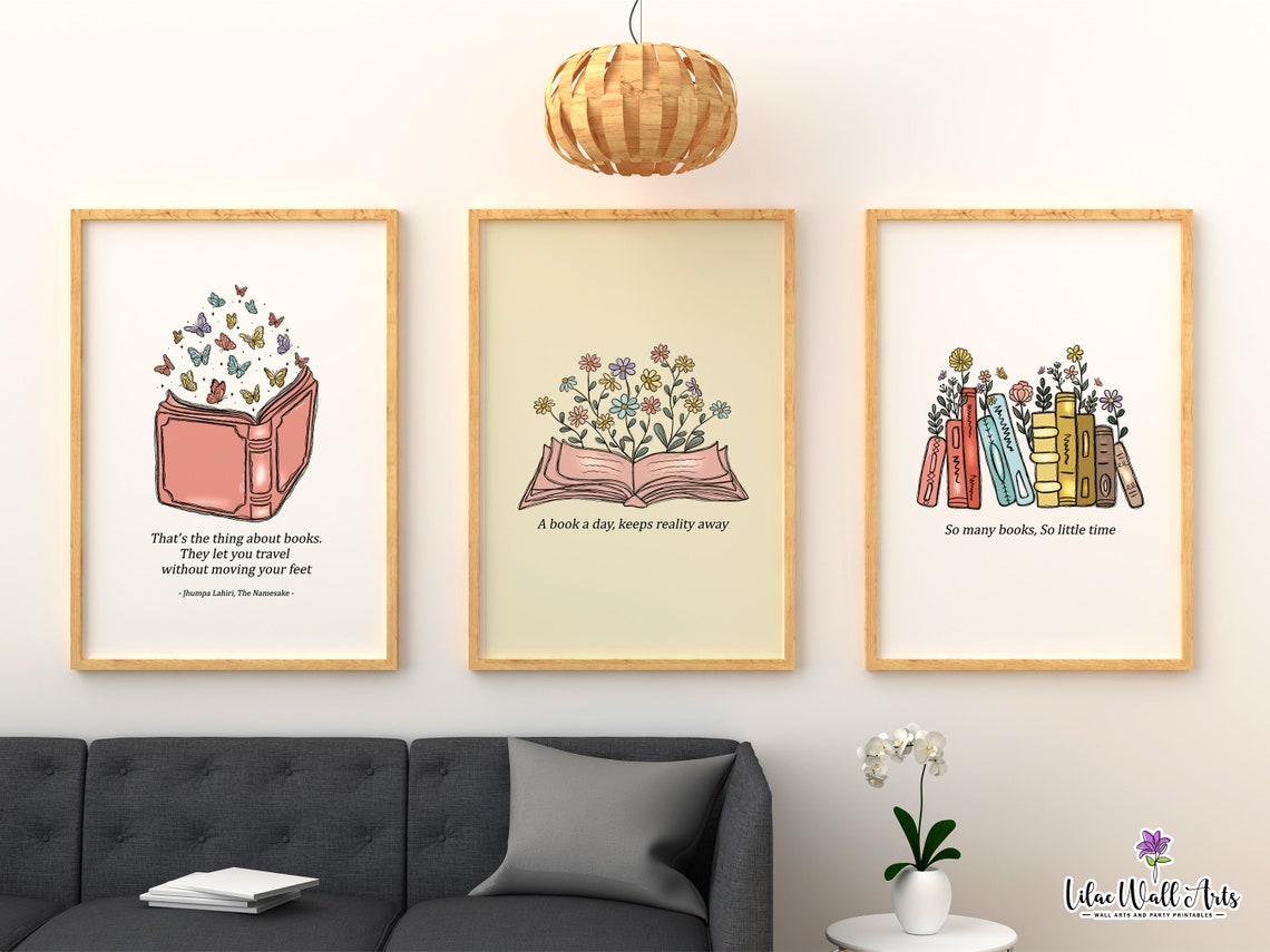 Book Butterflies Reading Quote Jhumpa Lahiri Bookish Art Poster - Image 3
