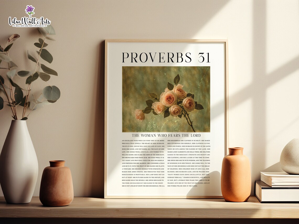 Proverbs 31 Christian Floral Art Print, Coquette Style - Image 4