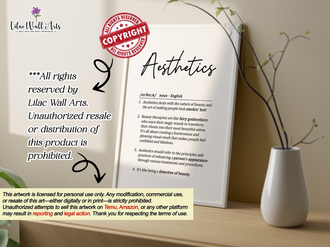 Aesthetics Definition Beauty Therapist Dictionary Typography Poster - Image 5