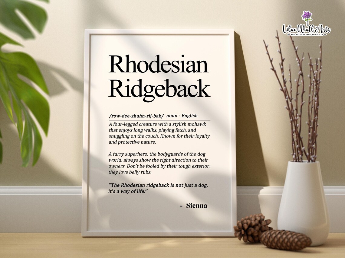 Rhodesian Ridgeback Minimalist Dog Art Print