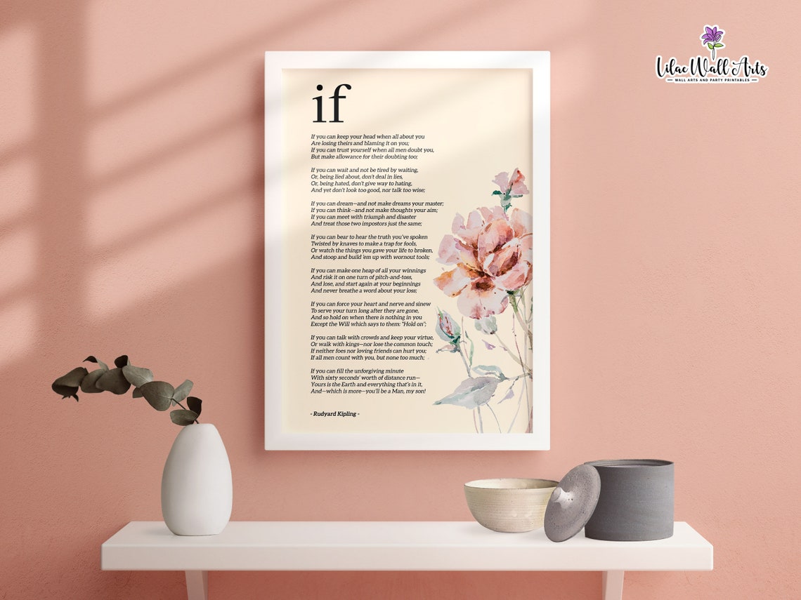 If Poem Rudyard Kipling Floral Watercolor Inspirational Print - Image 5