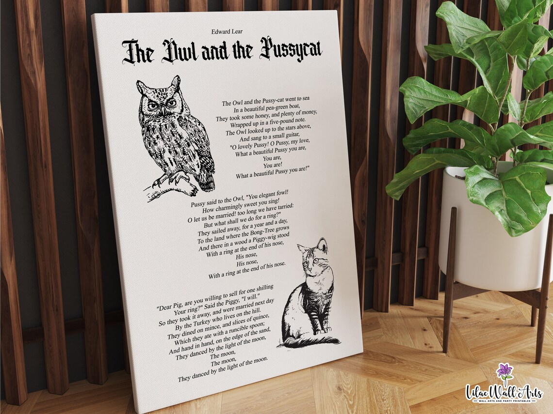 The Owl And The Pussycat Poem Art Print, Edward Lear