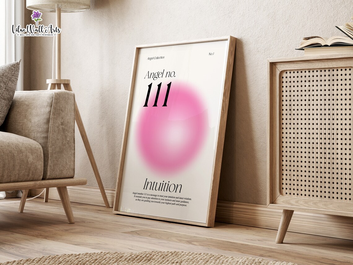 Angel Number 111 Intuition Rose Aura Trust Your Path Quote Poster - Image 5