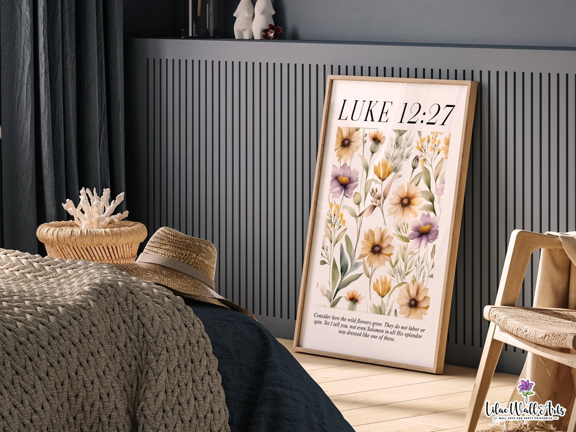 Luke 1227 Consider The Wildflowers Botanical Watercolor Verse Poster - Image 4