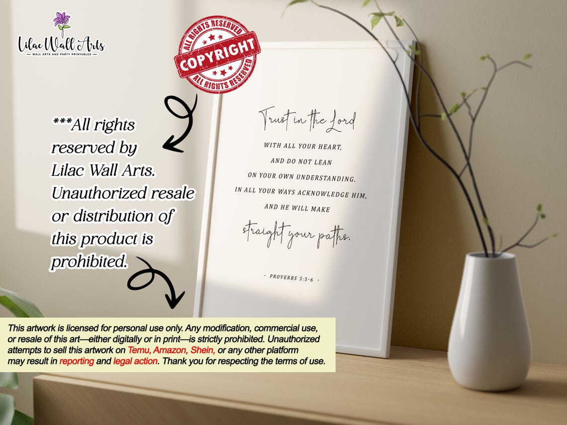 Proverbs 356 Trust In The Lord Script Typography White Poster - Image 3