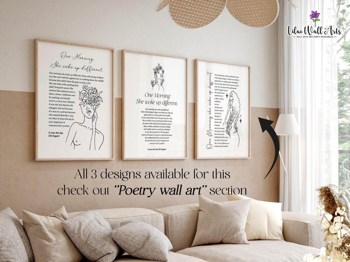 One Morning She Woke Up Different Vertical Script Feminist Art Poster - Image 5