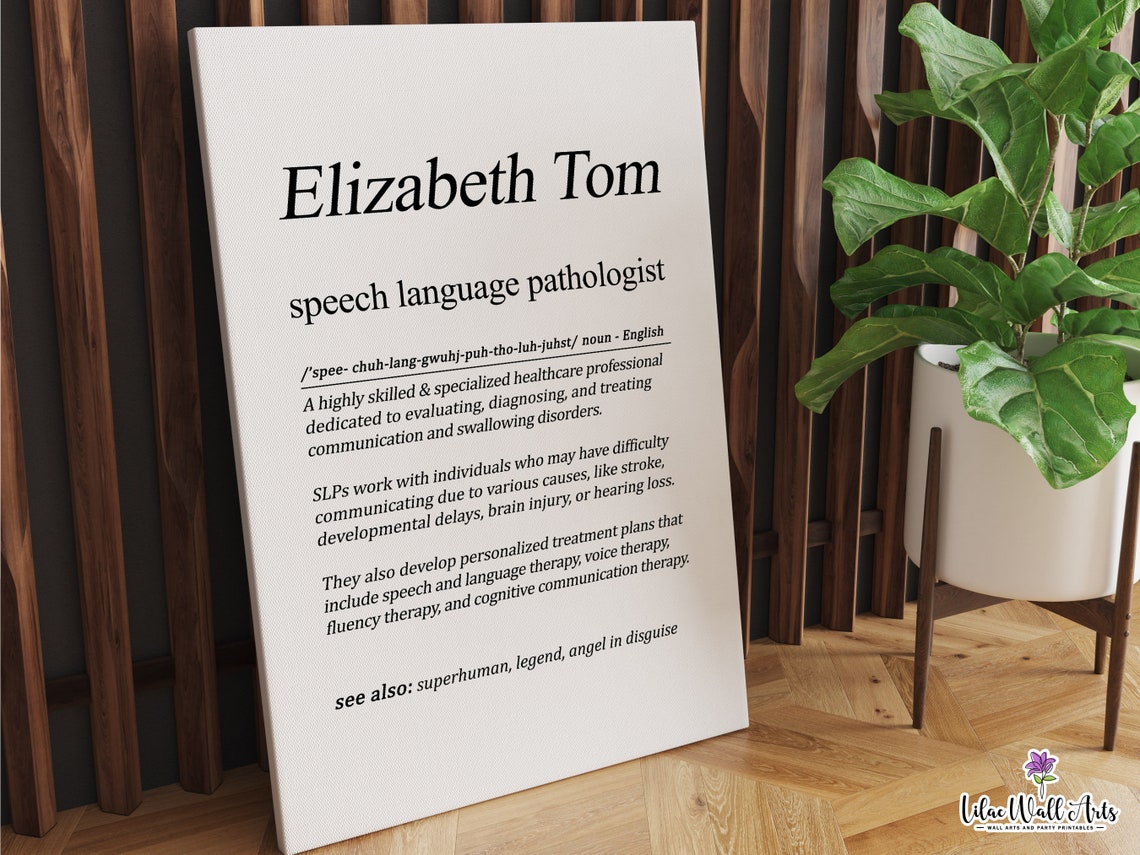 Personalized Speech Language Pathologist Definition SLP Gift Poster