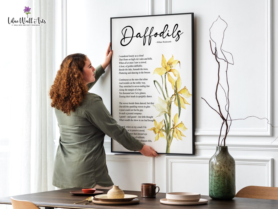 Daffodils Poem Poster, William Wordsworth Botanical Print - Image 3