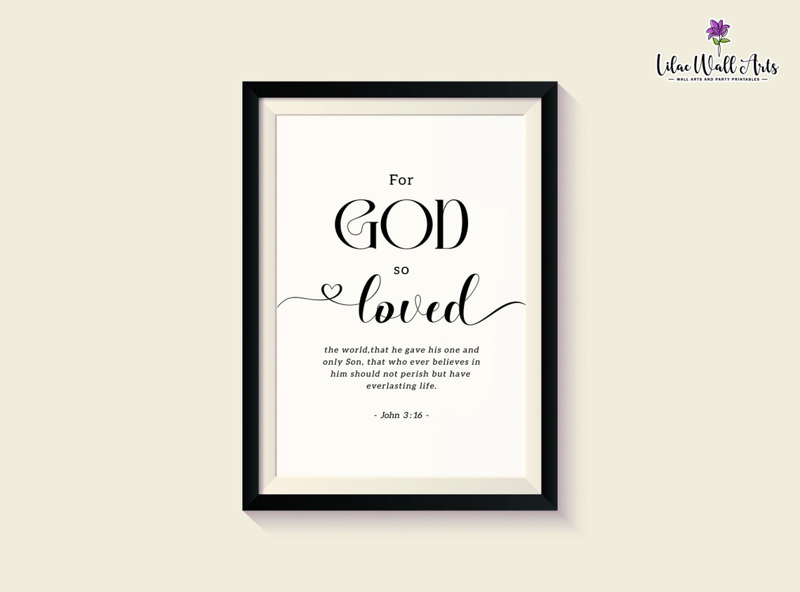 John 3:16 For God So Loved Minimalist Christian Scripture Poster - Image 2