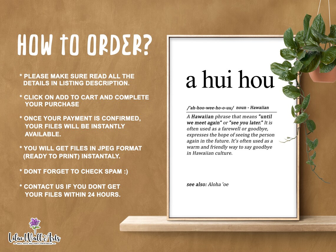 A Hui Hou Definition Art Print, Aloha Quote - Image 3