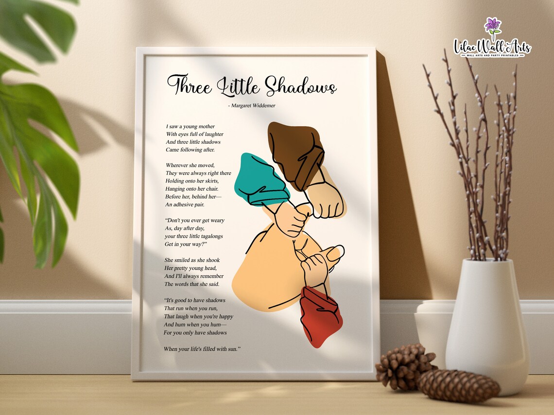 Three Little Shadows Triplet Mom Poem Motherhood Gift Poster - Image 4