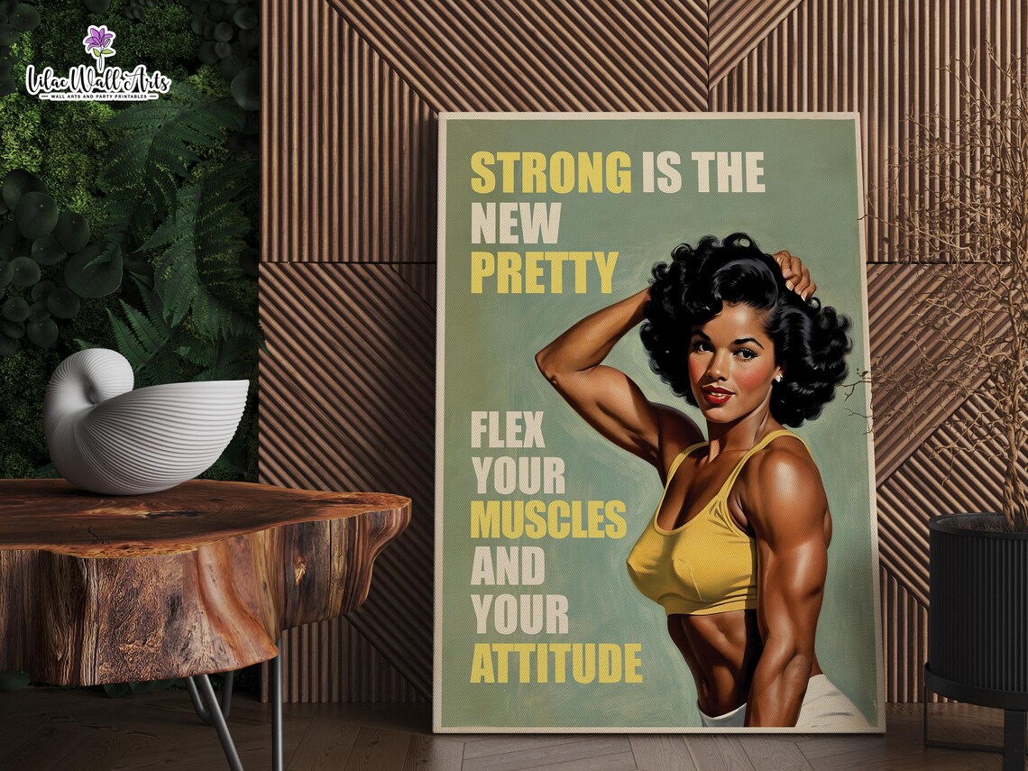 Female Bodybuilding Retro Gym Art Print, 50s Style - Image 2