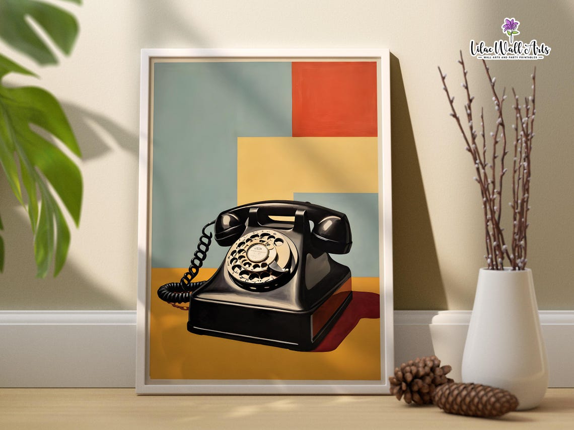 Black Rotary Telephone Pop Art Vintage 60s Phone Decor Poster - Image 3