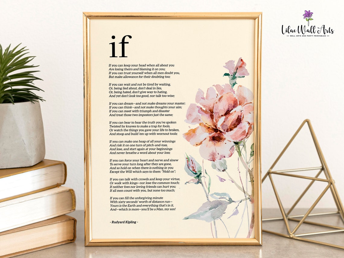 If Poem Rudyard Kipling Floral Watercolor Inspirational Print - Image 6