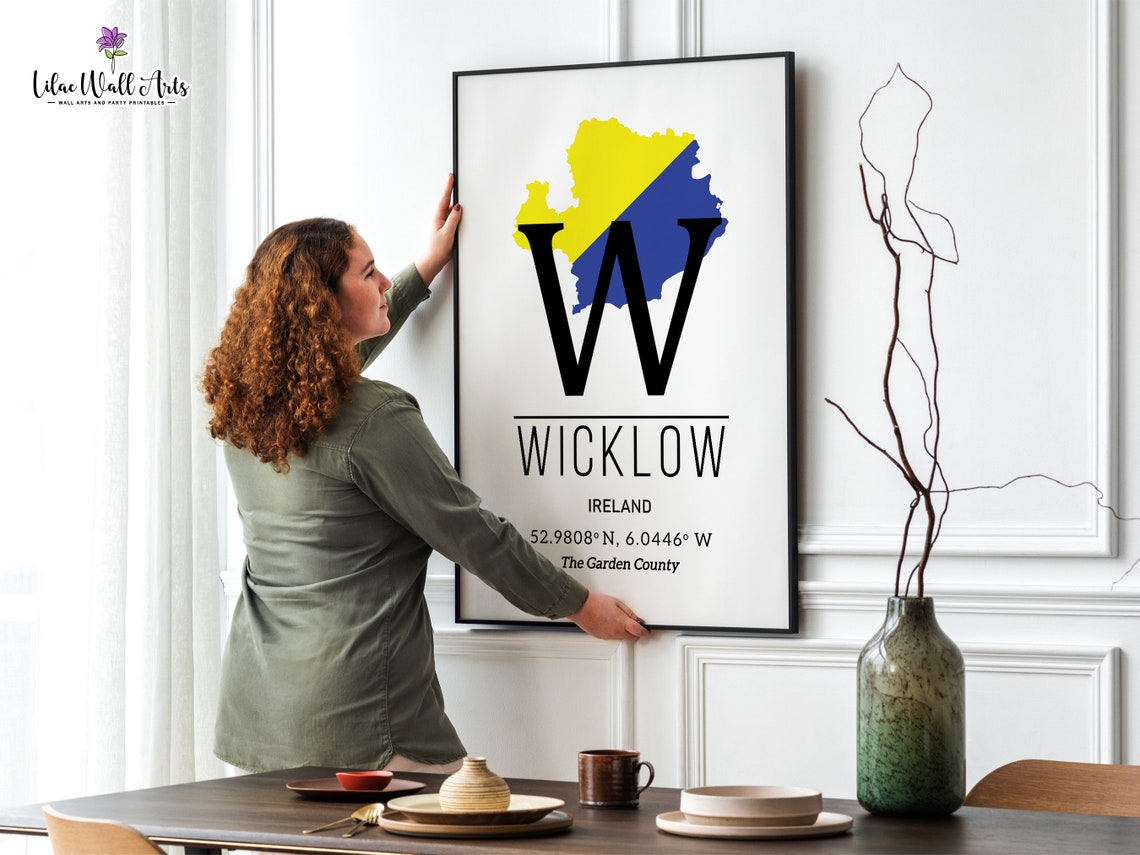 Wicklow Ireland County Map GPS Coordinates Garden County Poster - Image 3