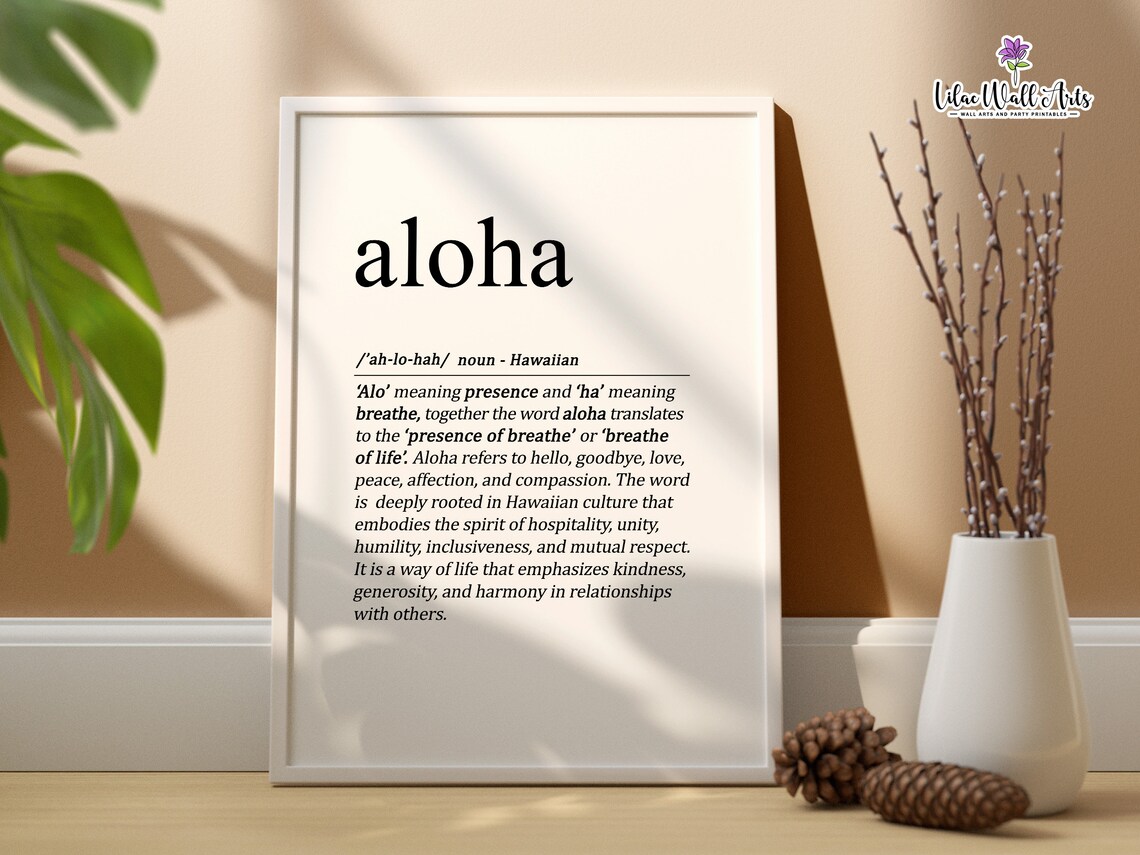 Aloha Definition Poster, Hawaiian Wall Decor