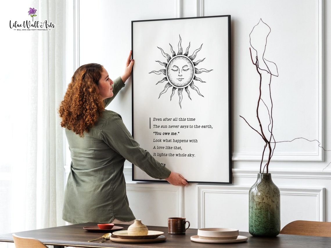 The Sun Never Says Hafiz Quote Literature Poster Poem Print Teacher Gifts Rumi Quote Wall Art Literary Poster Rumi Print Minimalist - Image 2