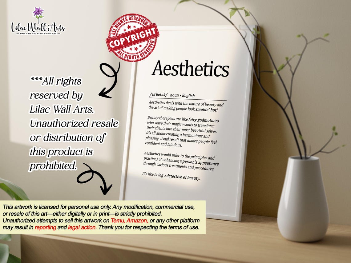 Aesthetics Definition Beauty Therapist Funny Dictionary Style Print - Image 5