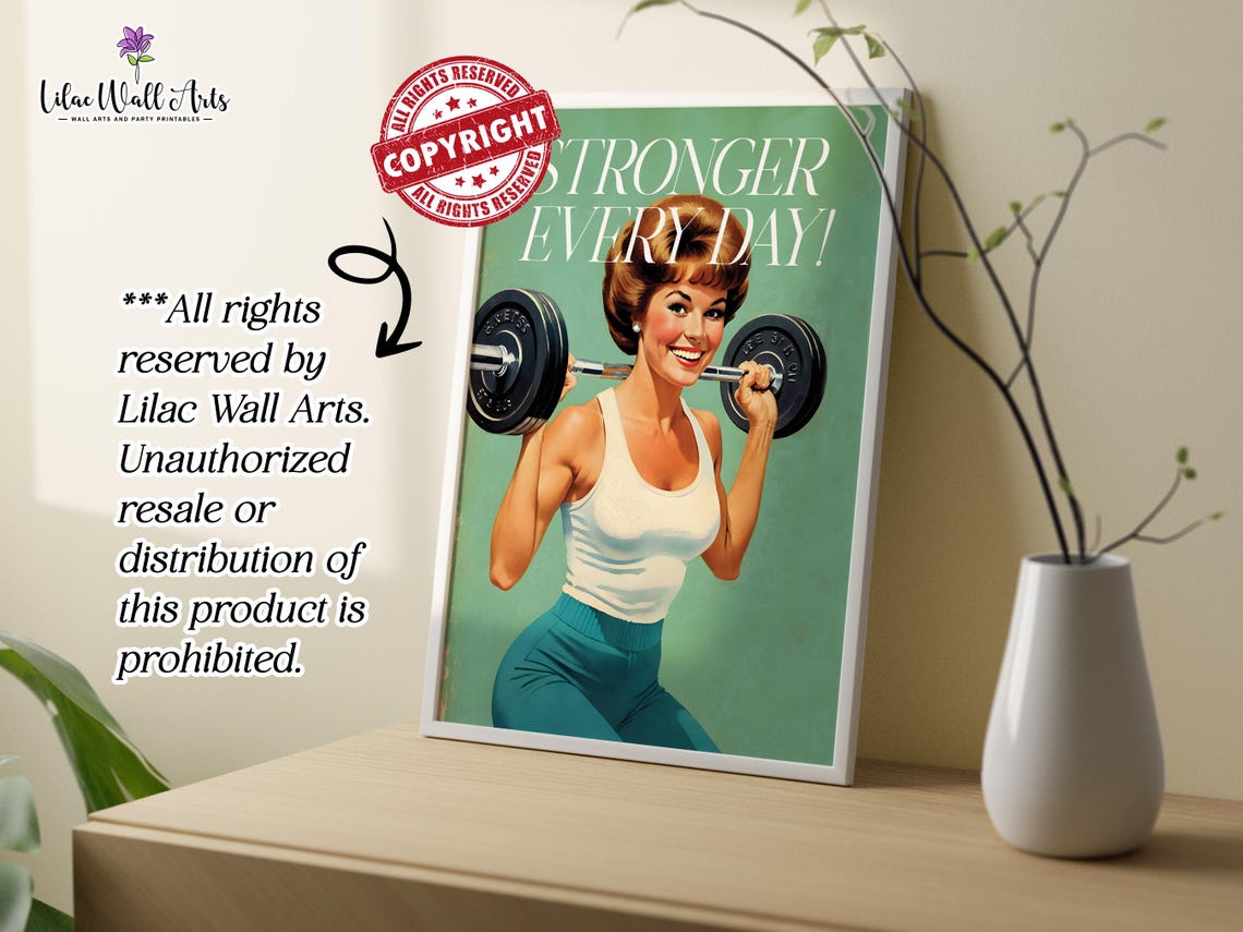 Stronger Every Day Retro Fitness Poster Vintage Gym Motivation Decor - Image 5