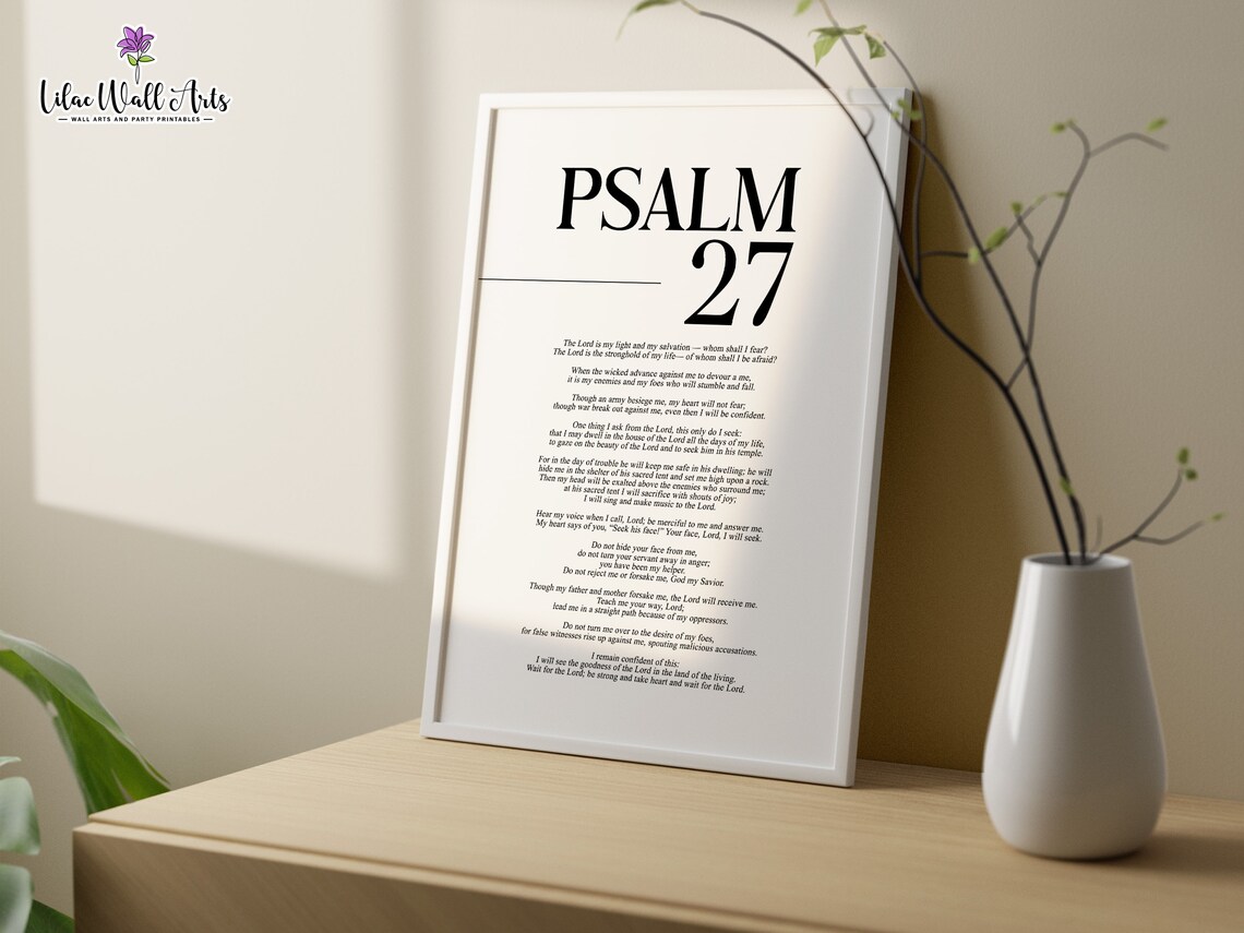 Psalm 27 The Lord Is My Light Christian Biblical Art Modern Psalm Minimalist Scripture Bible Print Psalm Art - Image 2