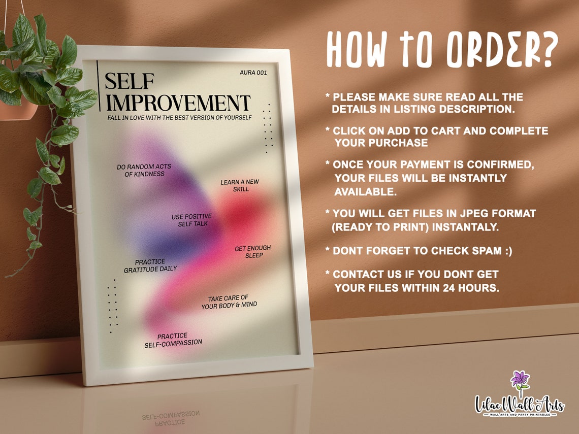 Self Improvement Purple Aura Gradient Mindset Daily Habit Wall Art - Image 3