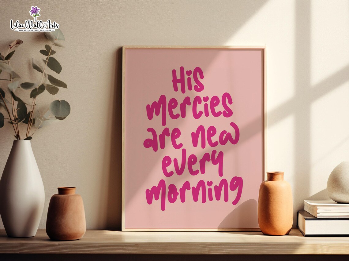 His Mercies Are New Every Morning Magenta Pink Bible Faith Poster - Image 3