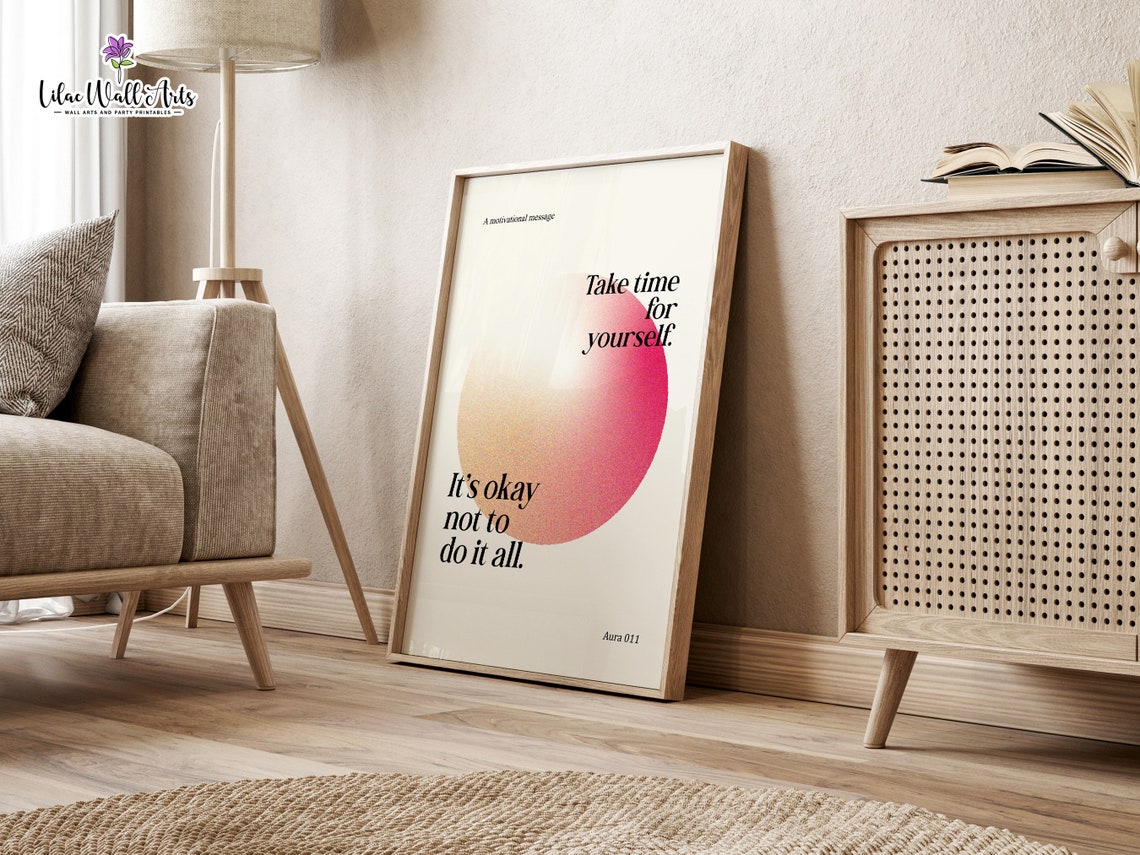 Take Time For Yourself Pink Aura Motivational Quote Self Care Poster - Image 5