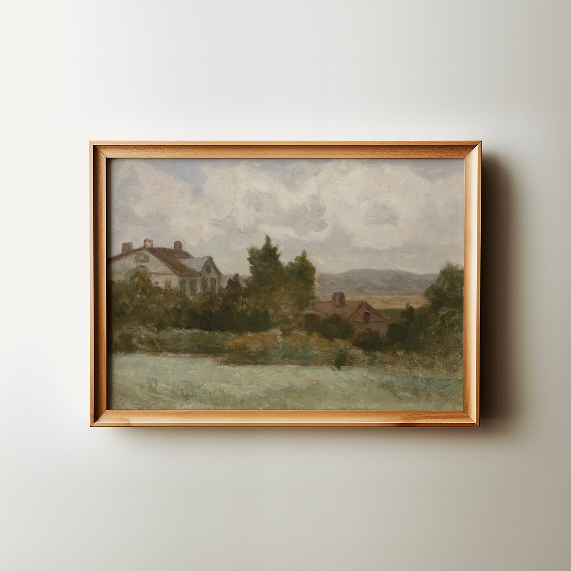 Vintage Countryside Farmhouse Oil Painting Rustic Wall Poster