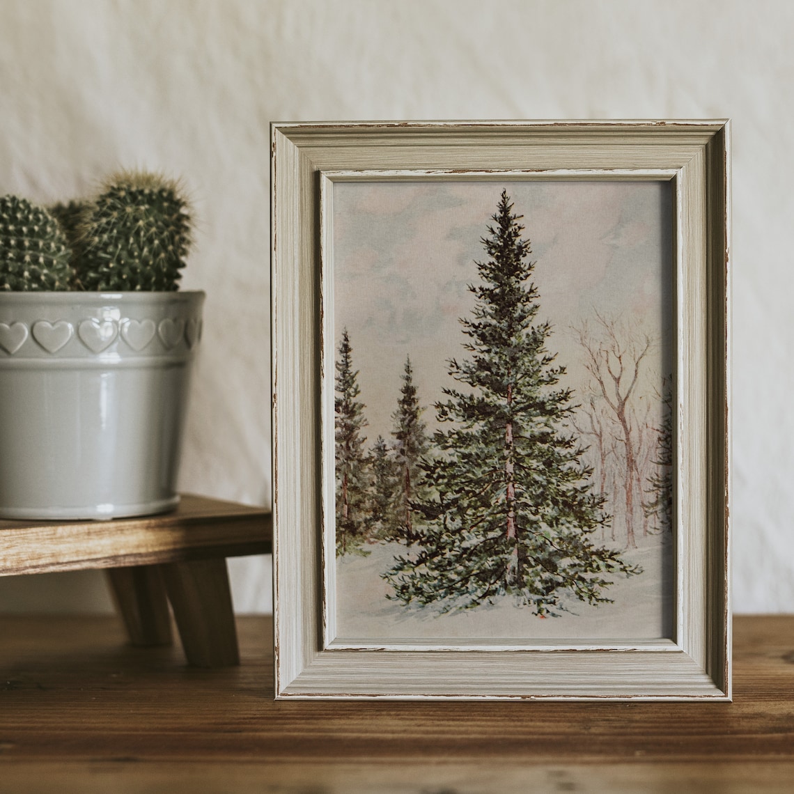 Vintage Christmas Tree Poster, Antique Winter Decor - Image 2