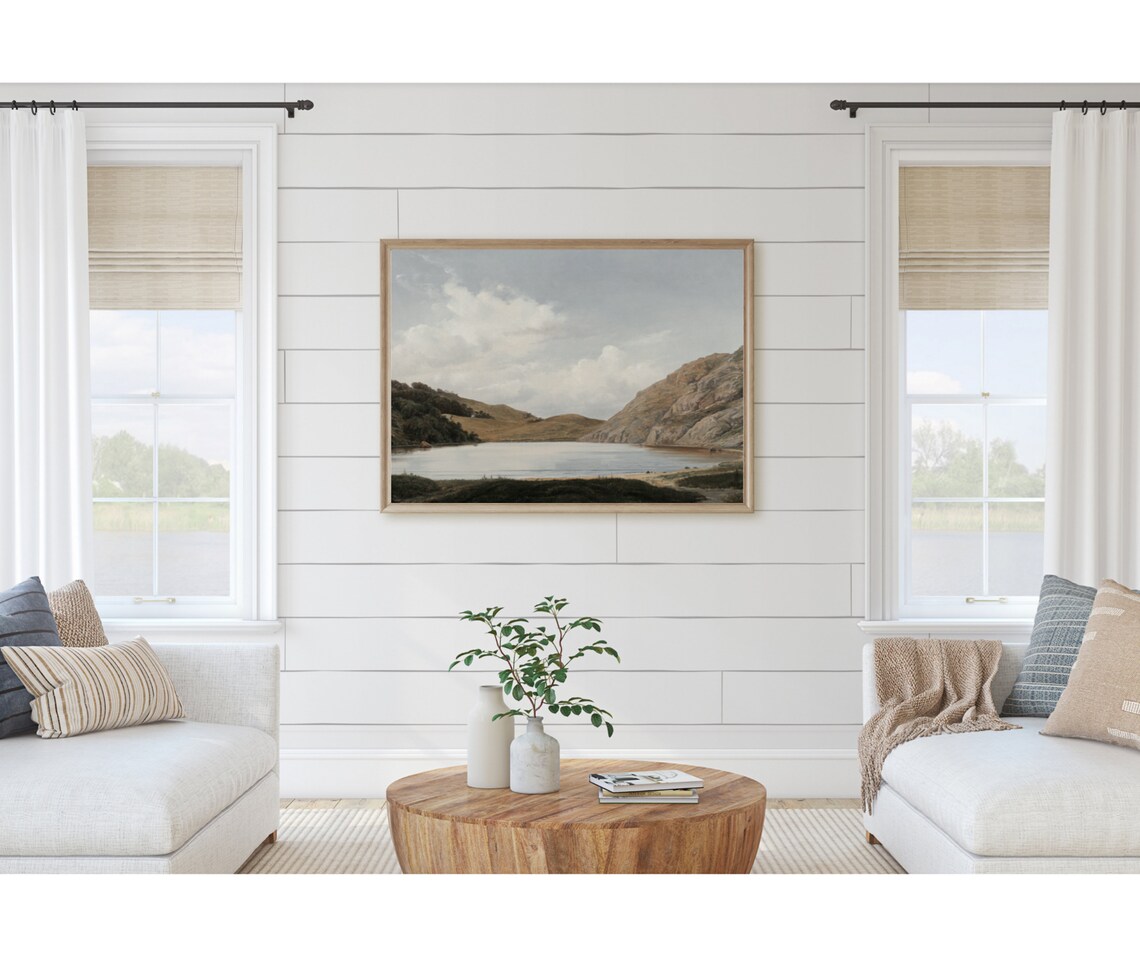 Hammers Vintage Danish Landscape Painting, Lake and Mountains - Image 4
