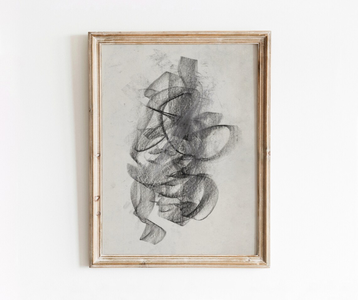 Chaos Vintage Abstract Charcoal Drawing Poster