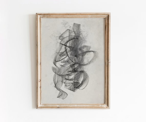 Chaos Vintage Abstract Charcoal Drawing Poster