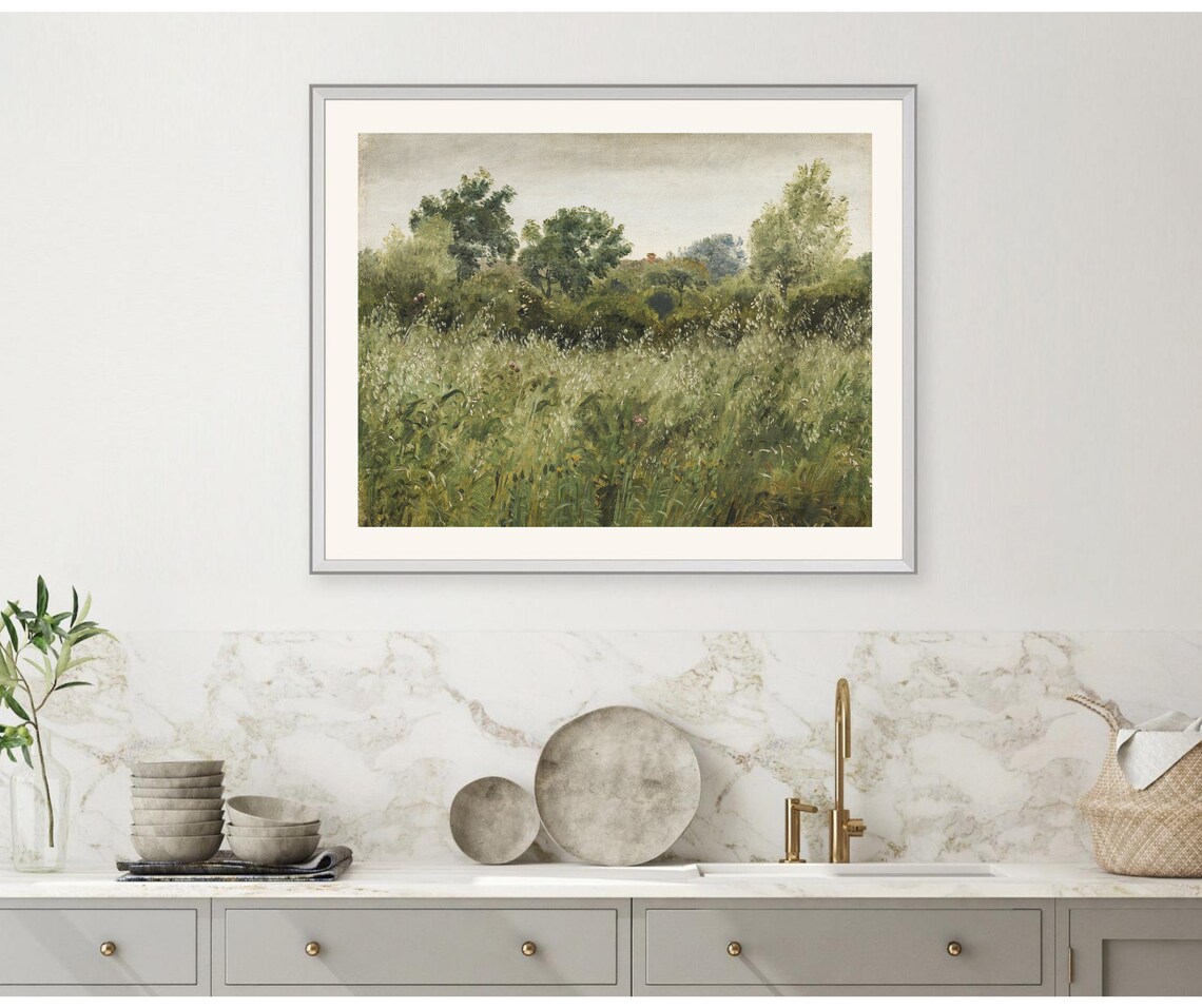Oat Field Landscape Vintage Art Print, Farmstead - Image 3