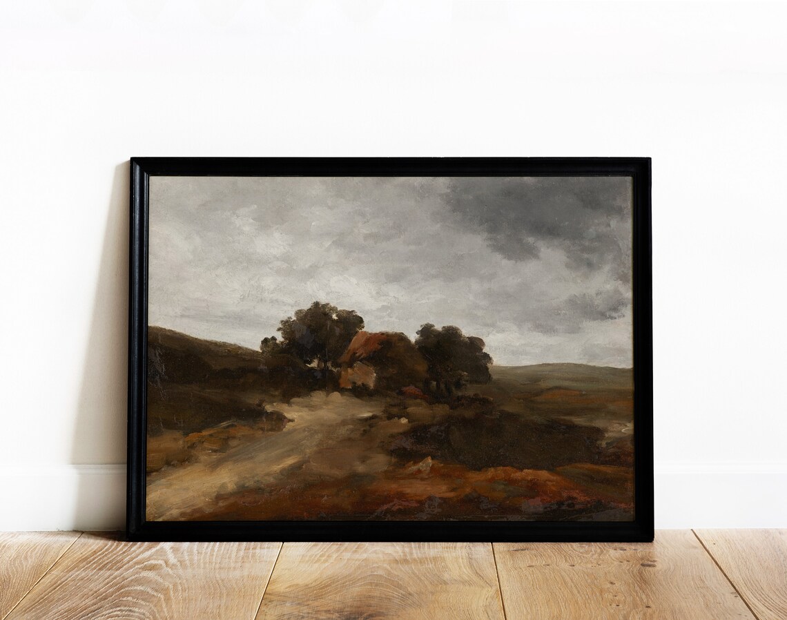 Dark Autumn Vintage Moody Fall Landscape Art Print - Image 3
