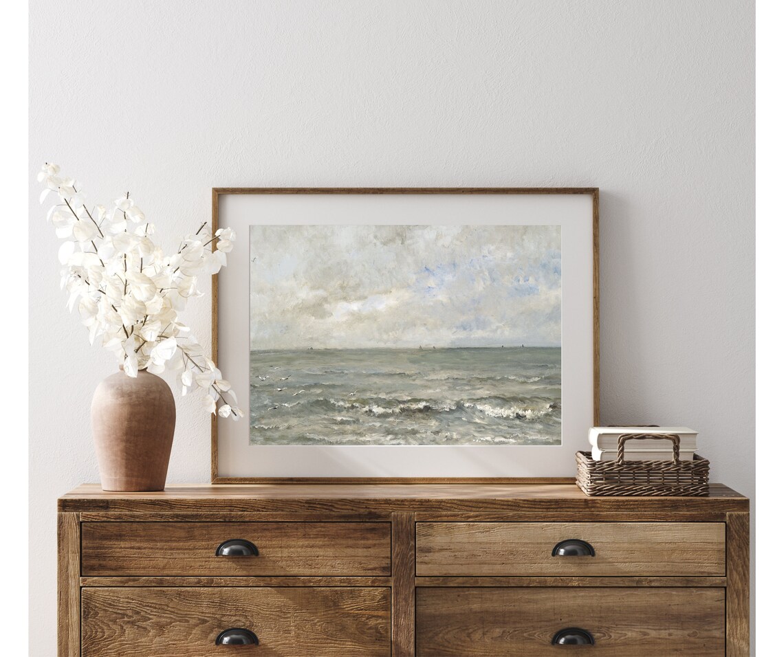 Muted Oceanscape Vintage Seascape Art Print - Image 4