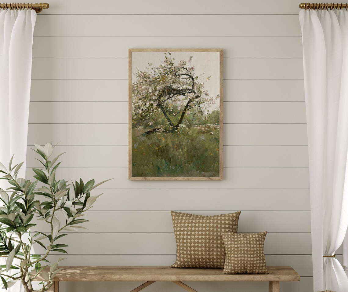 Peach Tree Vintage Nature Painting Art Print - Image 3