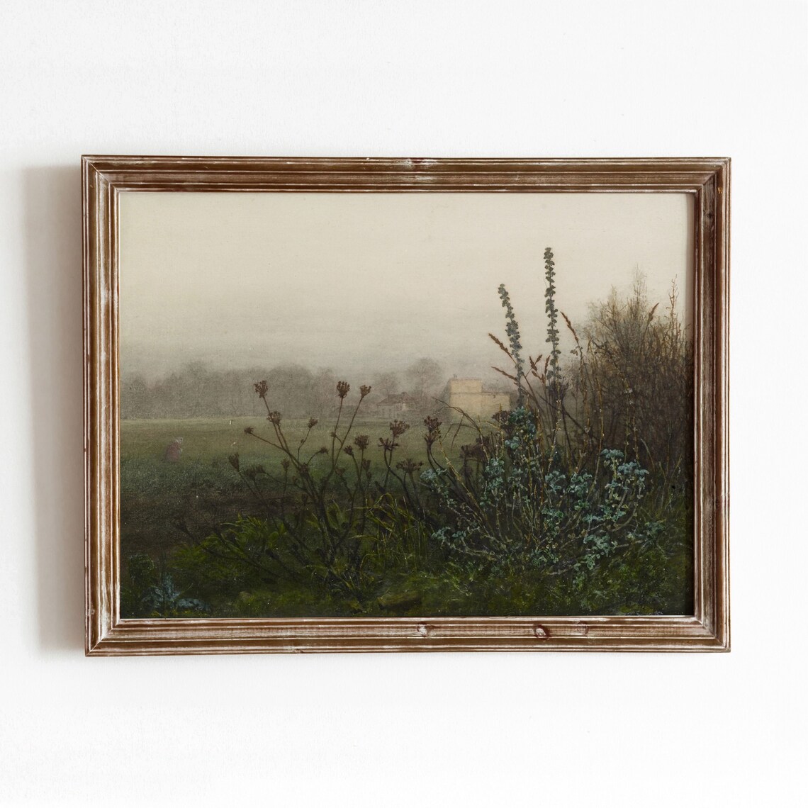 Misty Morning Vintage Field Landscape Art Print