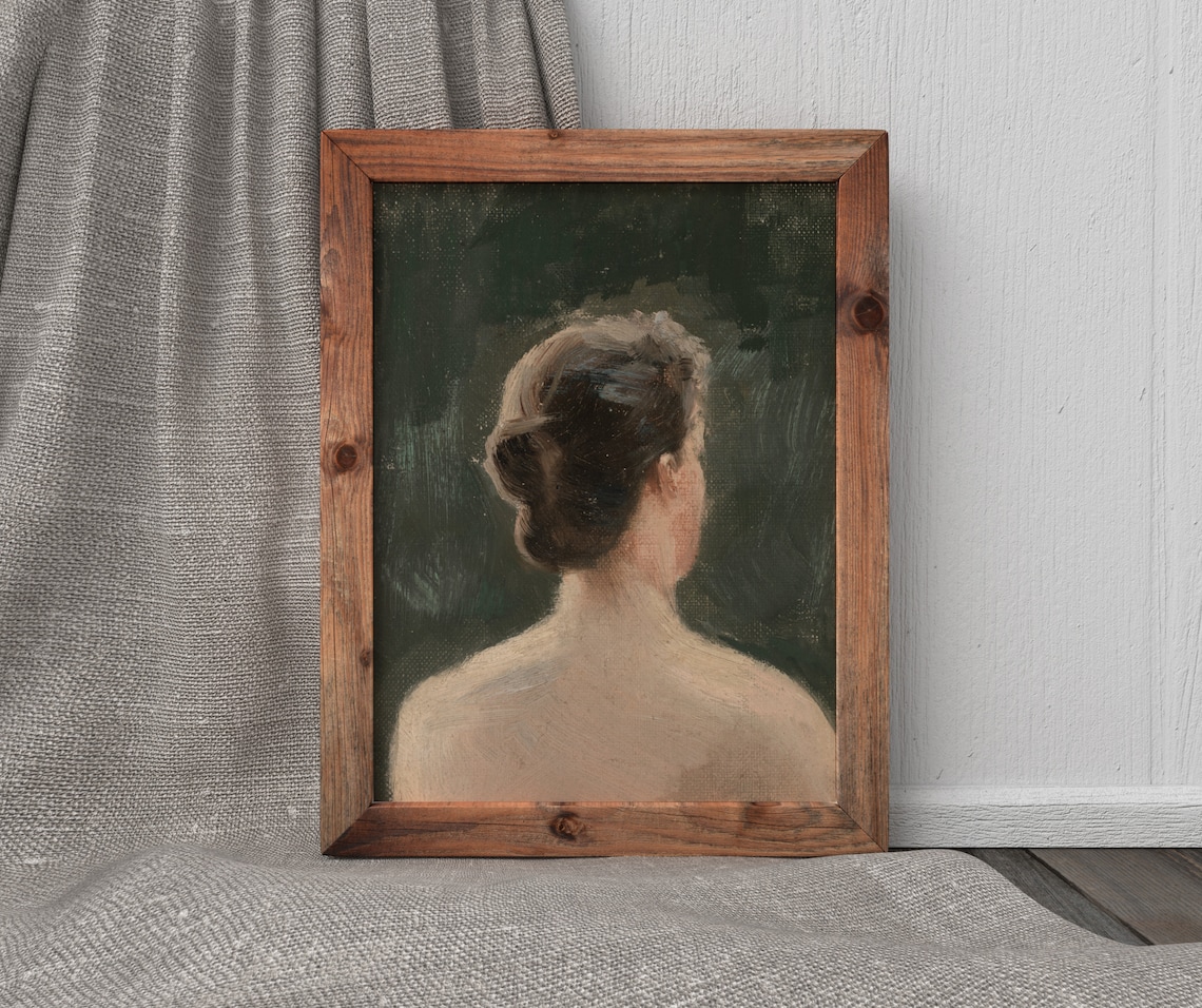 Back View Of A Woman Vintage Lady Portrait Art Print - Image 4